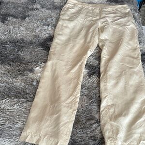 Cream Silk Wide-Leg Pants